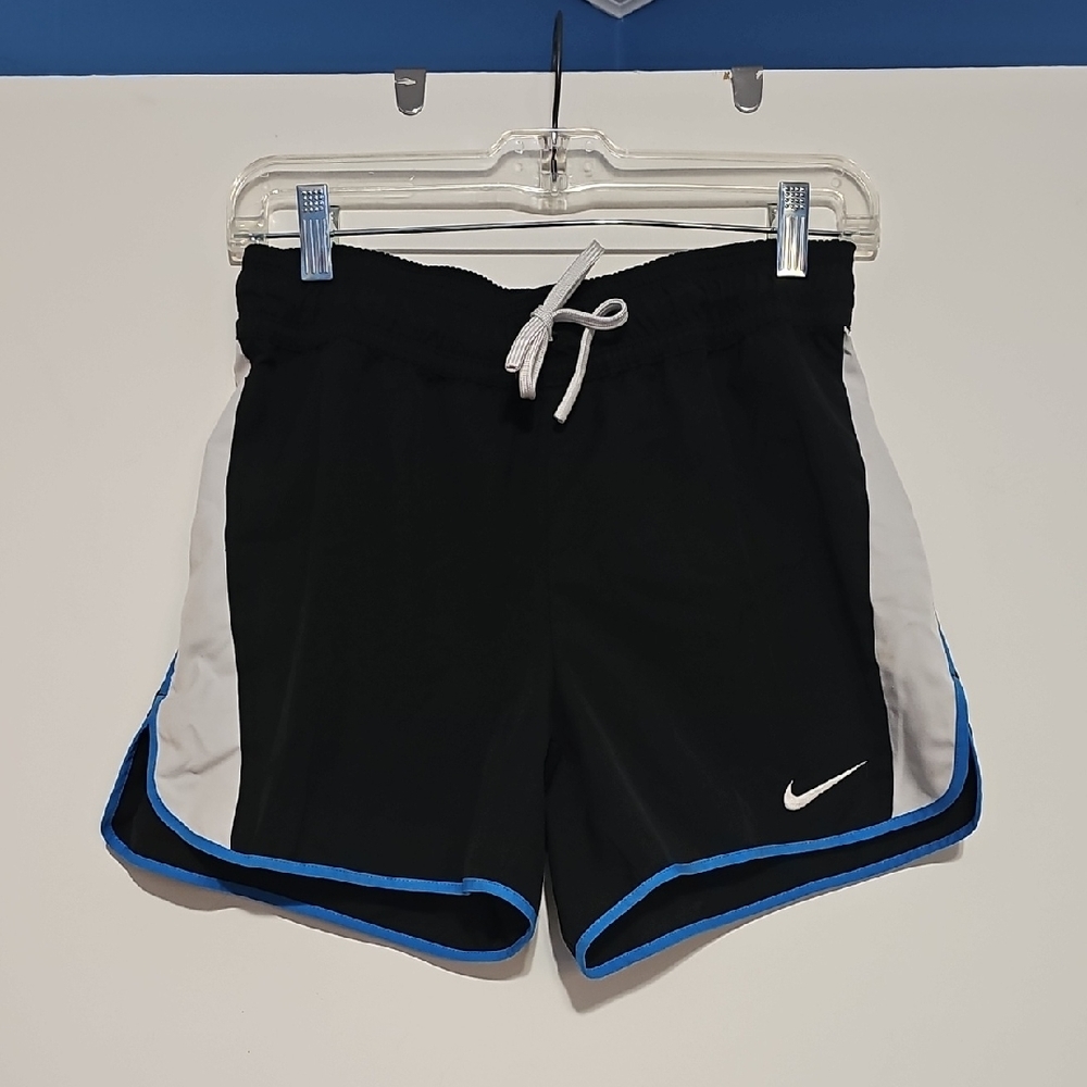 Nike Black and White Shorts with Blue Accents Women's Small Dri Fit Athletic